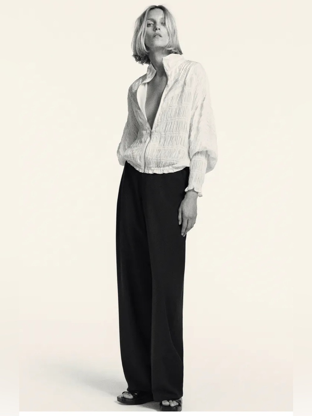 NWT Zara Black Wide-Leg Trousers Large